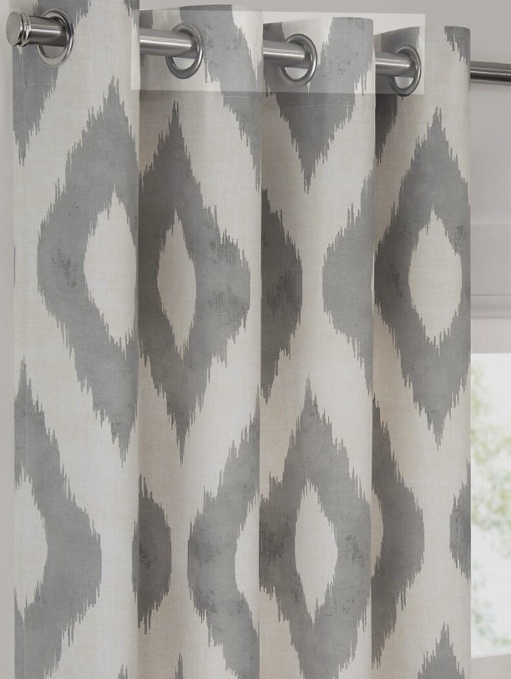 Set Of Two 50x84 Davian Ikat Grey Destinations by Waverly Curtains
